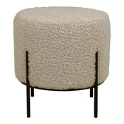 Alford Pouf - Pouf, teddy, grey-brown, black legs, 35,5x37 cm, HN1091