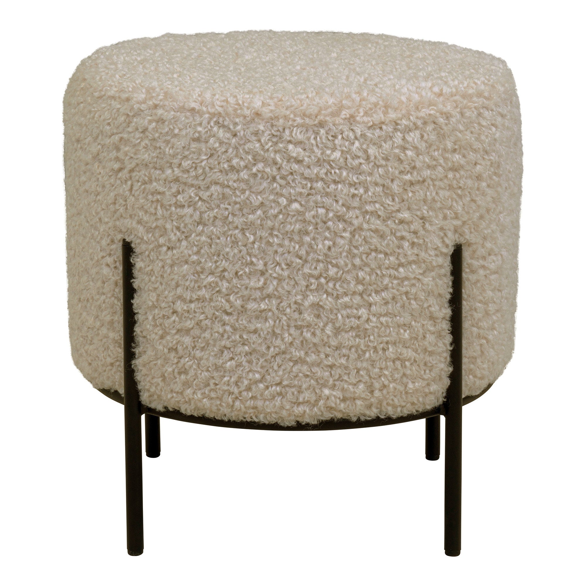 Alford Pouf - Pouf, teddy, grey-brown, black legs, 35,5x37 cm, HN1091
