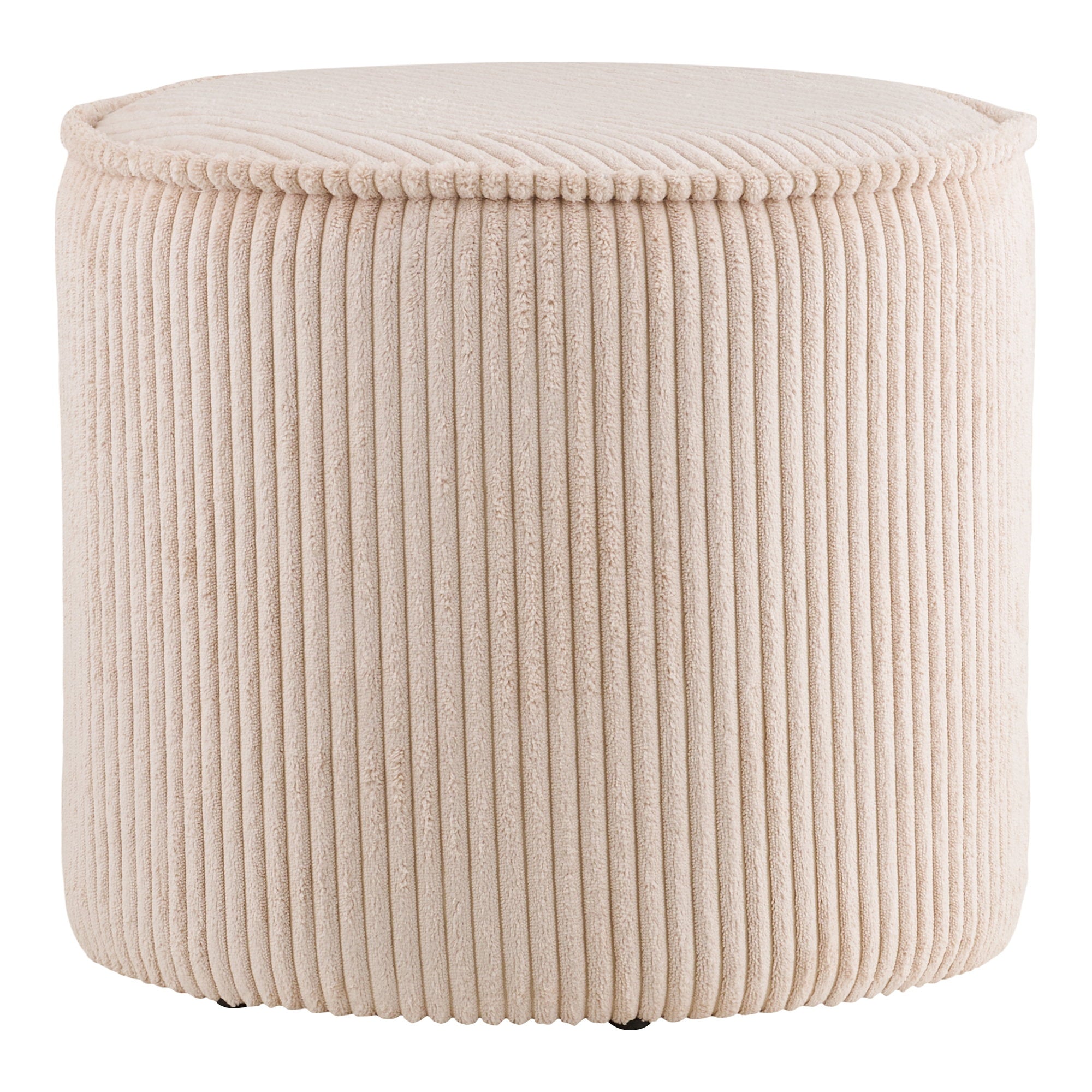 Taupo Pouf - Pouf, corduroy, beige ø40x35 cm, HN1424