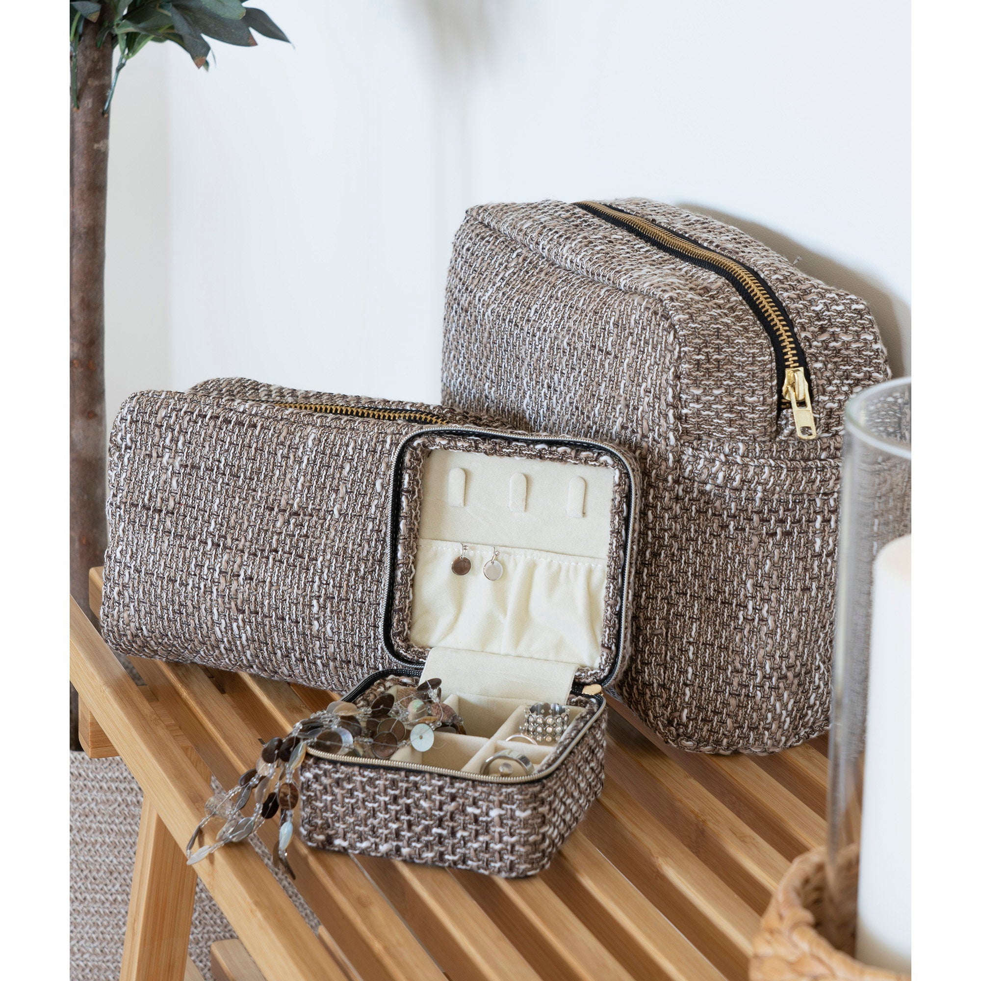 Safi Toilet Bags - Toilet bags, brown mix set of 2