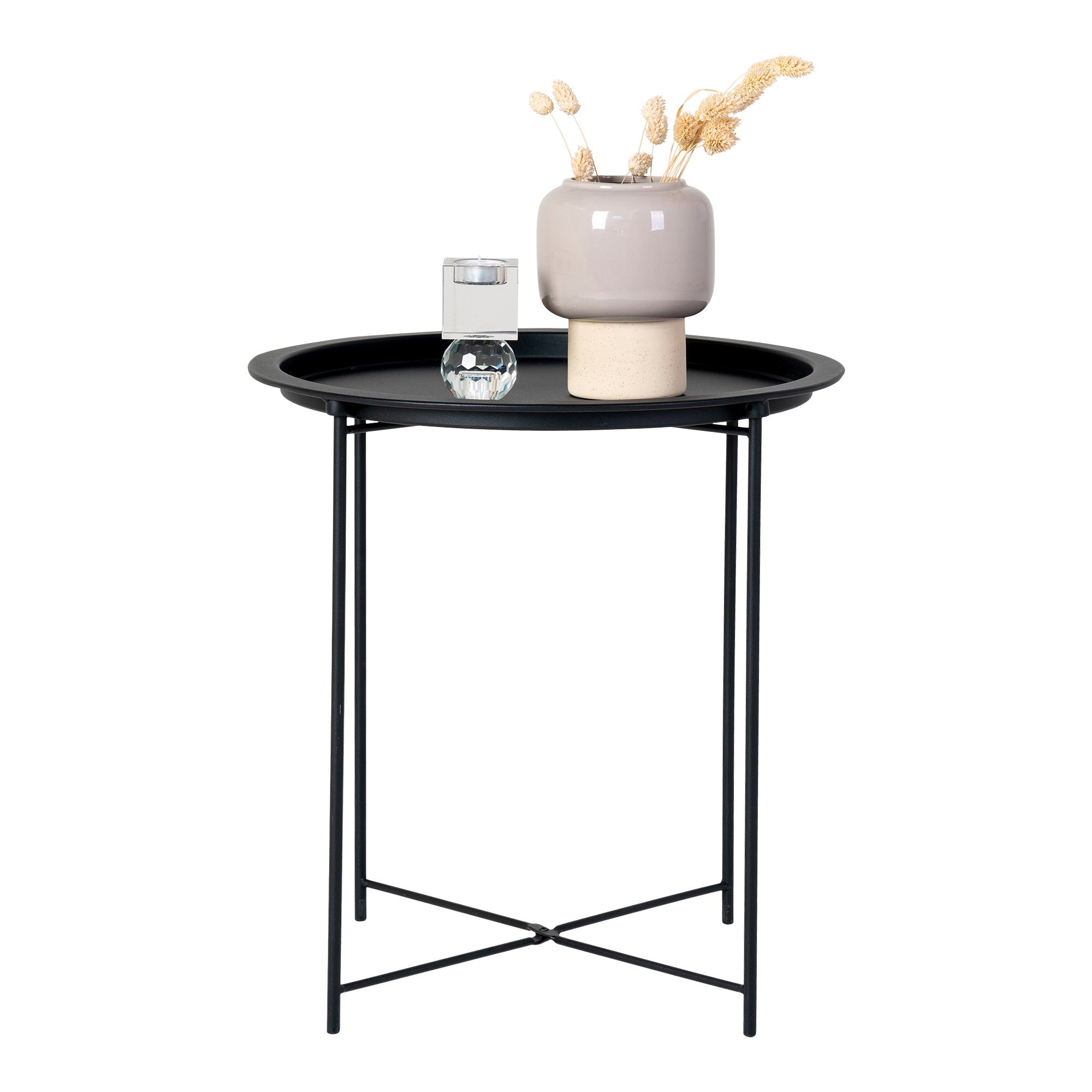 Bastia Side table - Side table in steel, black  ø47x50 cm