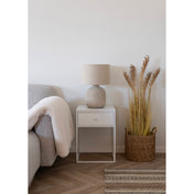 Vita Side Table - Side table, 1 drawer, white, white frame 40x40x55 cm