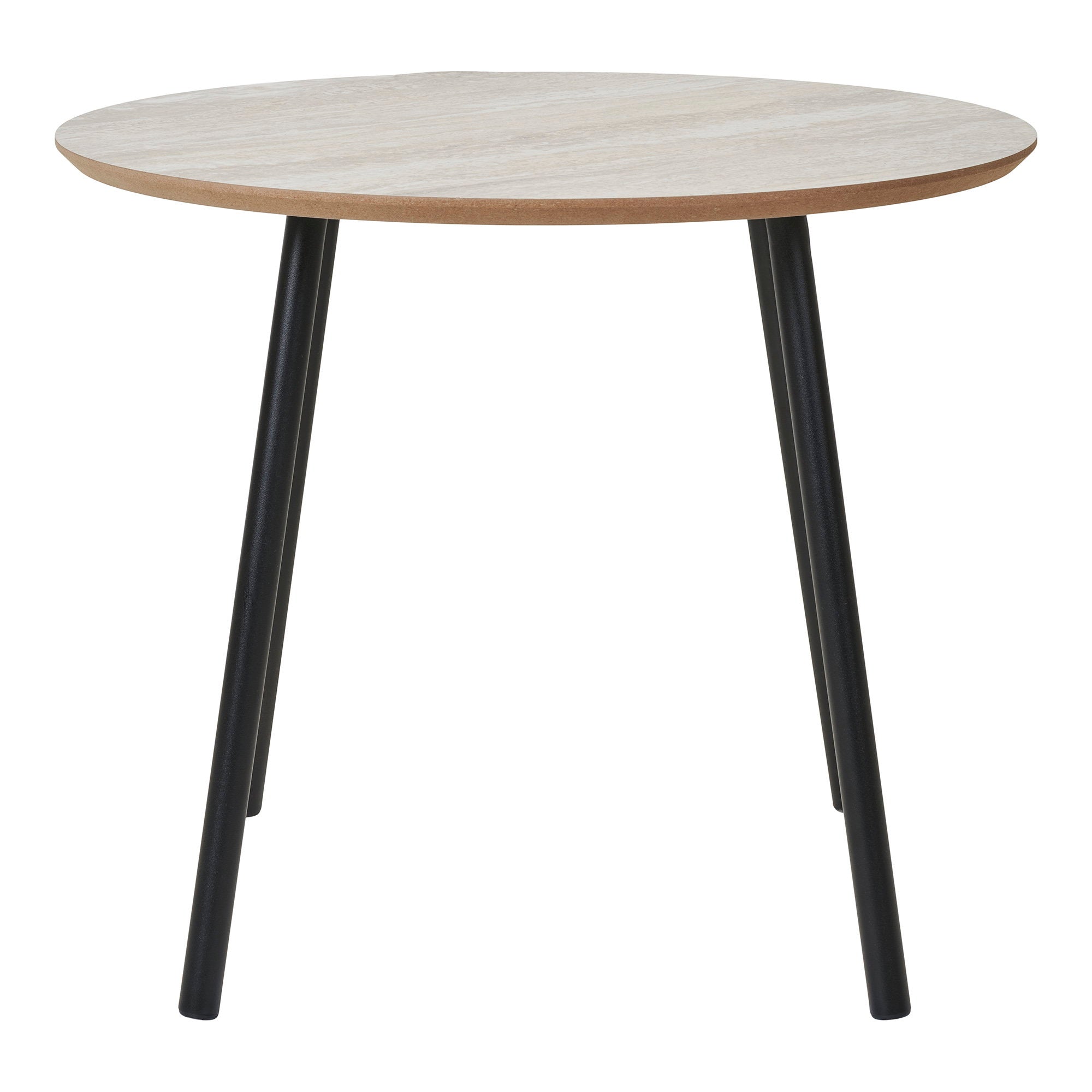 Aalst Coffee Table - Coffee table, travertine look, black legs ø55x45 cm