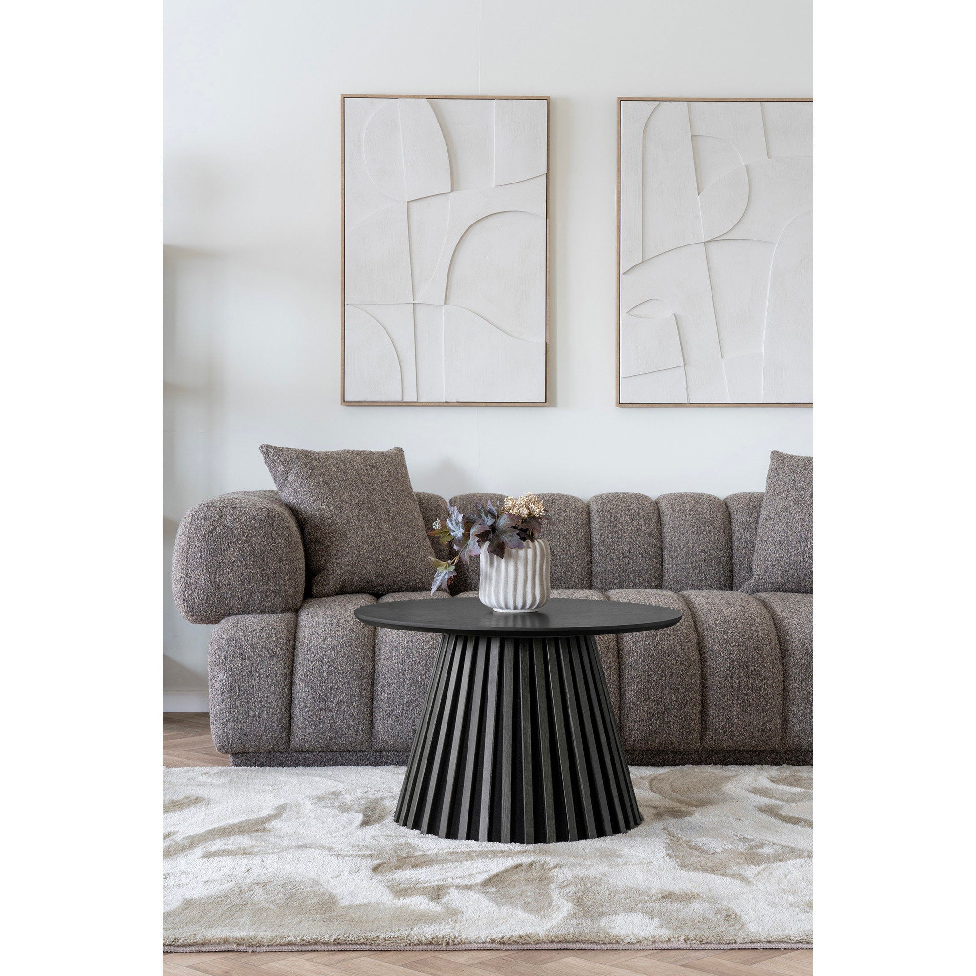 Osaka Coffee Table - Coffee table, oak veneer, black ø70x45 cm