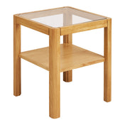 Lourmarin Side Table - Side table, oak/oak veneer/tempered glass, natural 40x40x45 cm