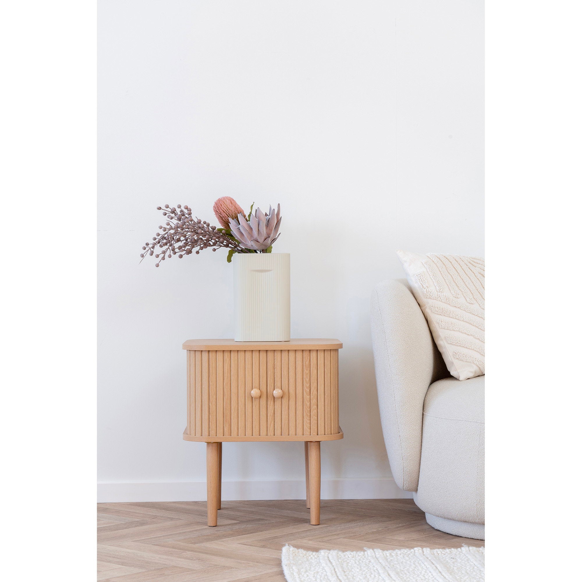 Nikko Side Table - Side table, 2 doors, natural 45x40x50,5 cm