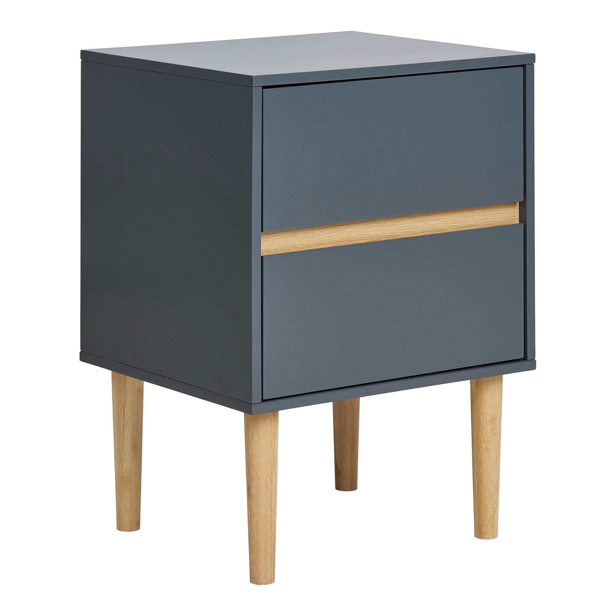 Bisley Side Table - Side Table, painted wood, 2 drawers, dark grey 40x35x55 cm