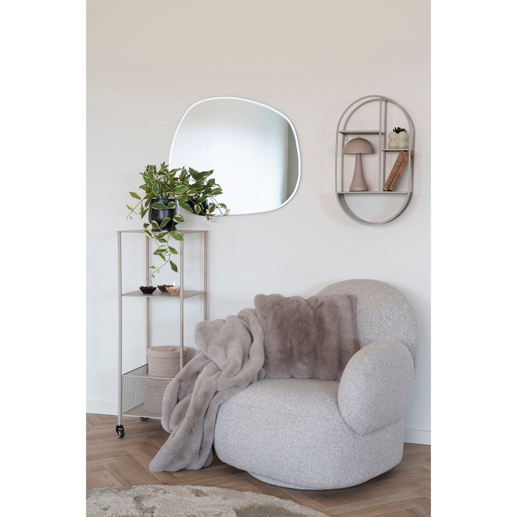 Galena Cushion - Cushion, artificial fur, grey 45x45 cm