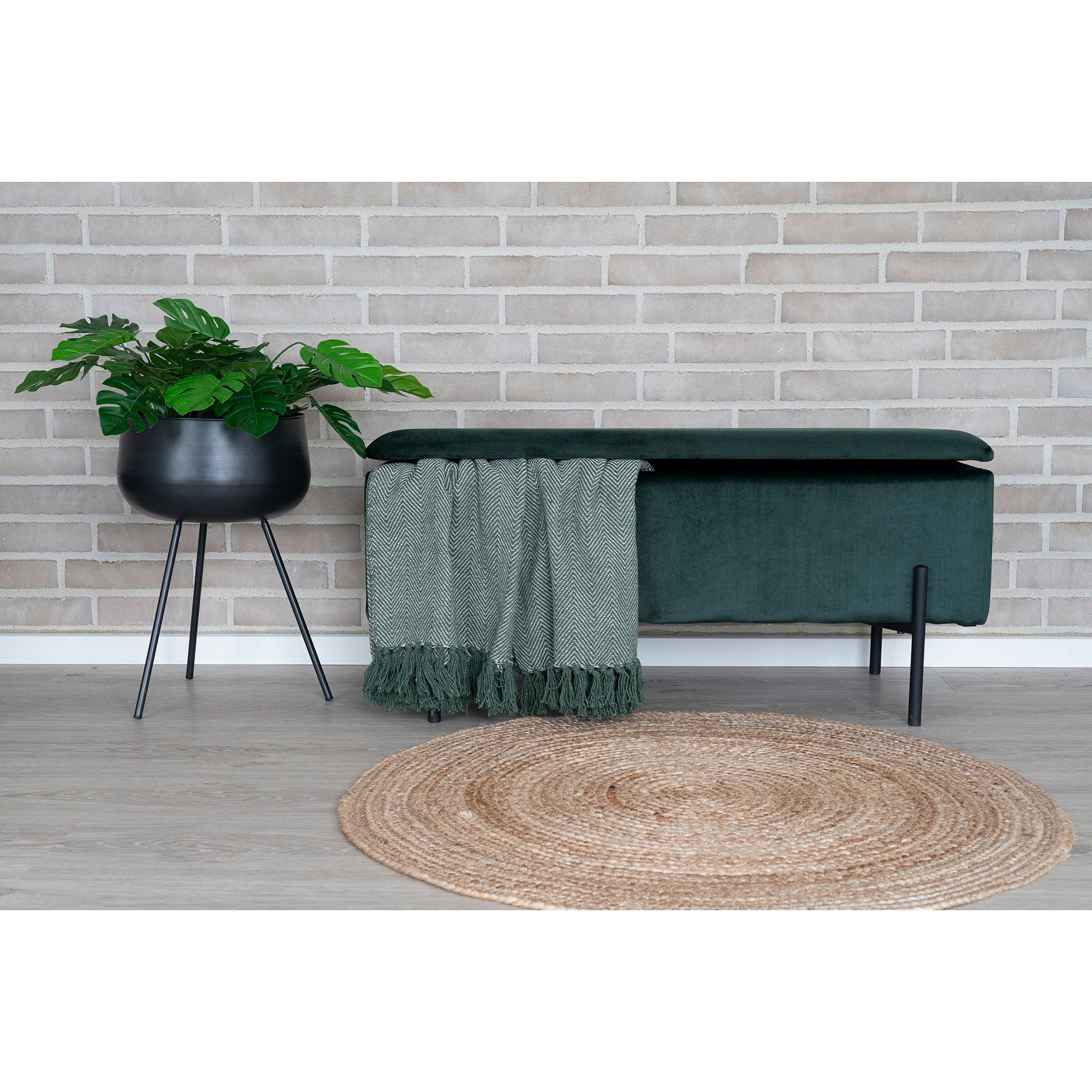 Velora vloerkleed - gevlochten jute naturel ø90 cm