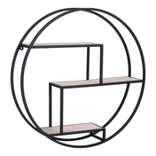 Rotterdam Wall Shelf - Wall shelf, wood shelves, black frame ø62x14 cm