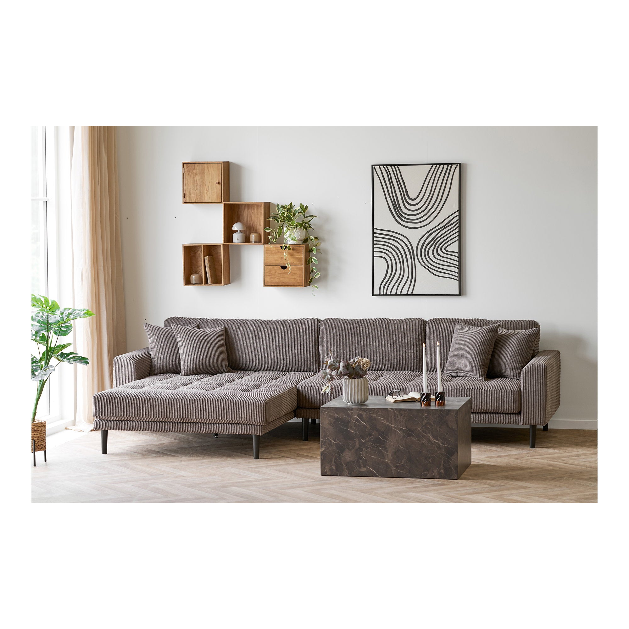 Townsville Wall Shelf with vertical rooms - Wall shelf with vertical rooms, oak 18x30x30 cm