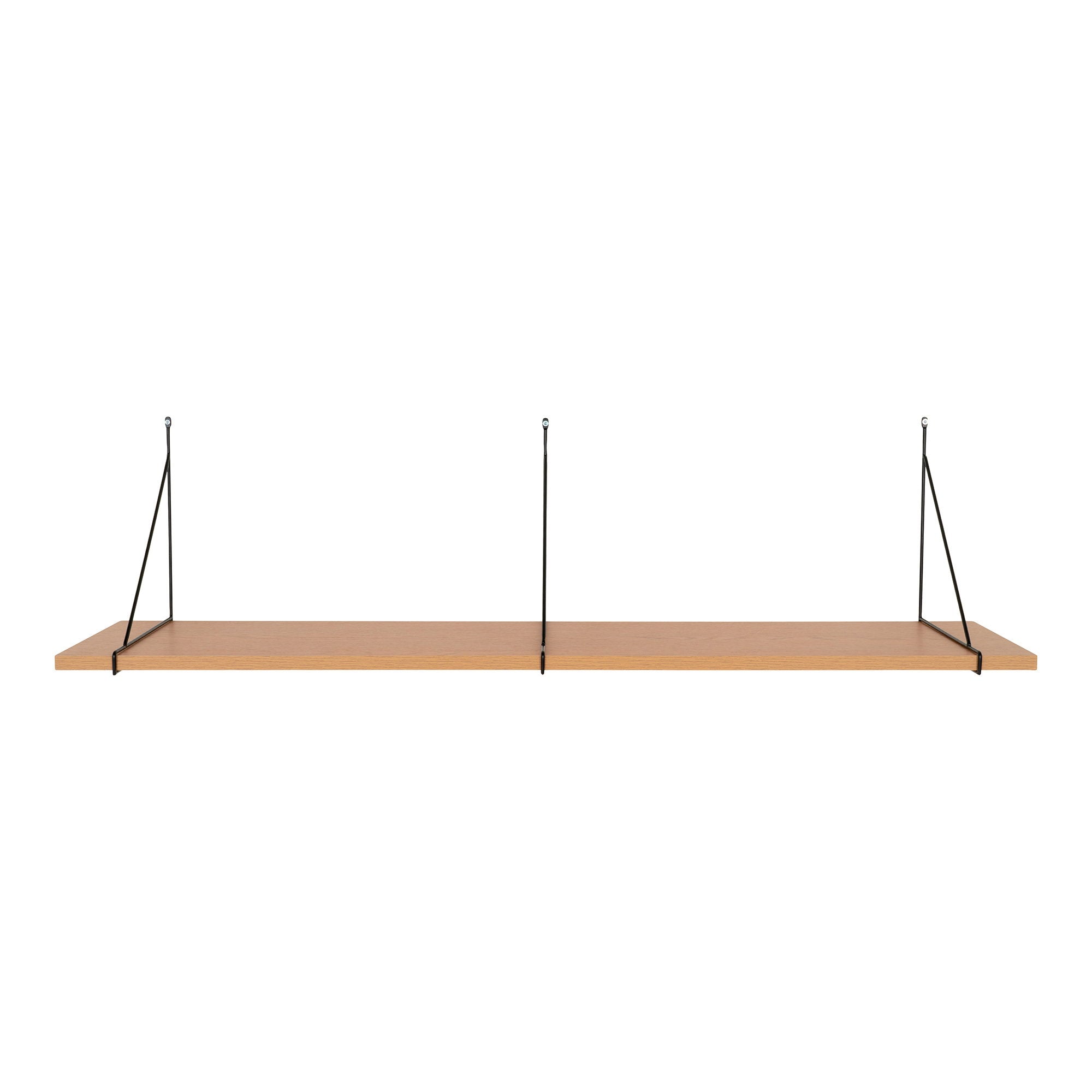 Chiba Wall Shelf - Wall Shelf, ash veneer, black steel frame 120x29 cm