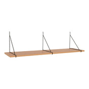 Chiba Wall Shelf - Wall Shelf, ash veneer, black steel frame 120x29 cm
