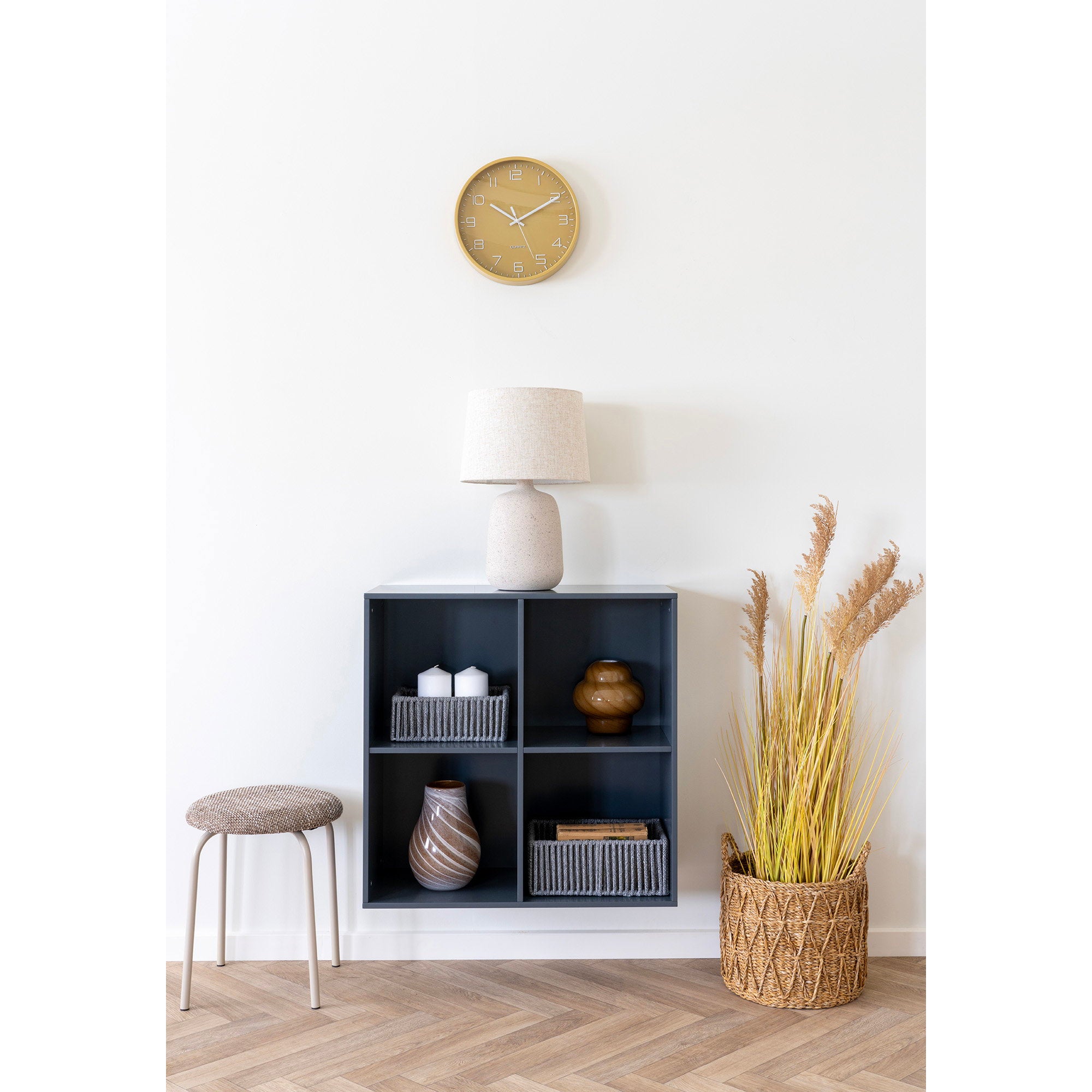 Horne Wall Shelf - Wall Shelf, painted wood, dark grey 69x30x69 cm
