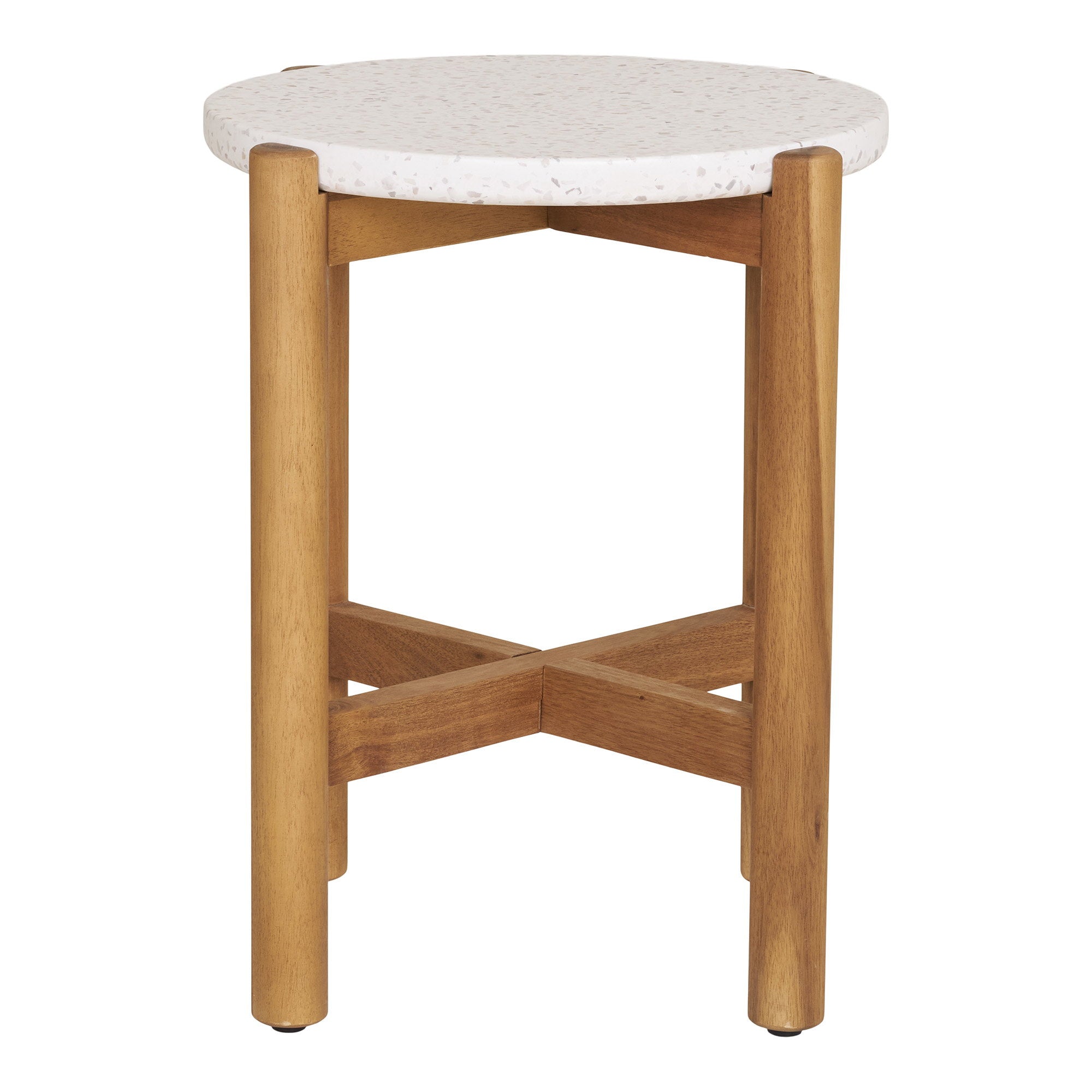 Terracina Side Table - Side table, acacia/terrazzo, white/natural ø37x48 cm