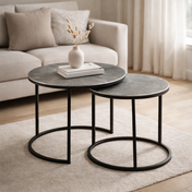 Calvera silver aluminium side table set