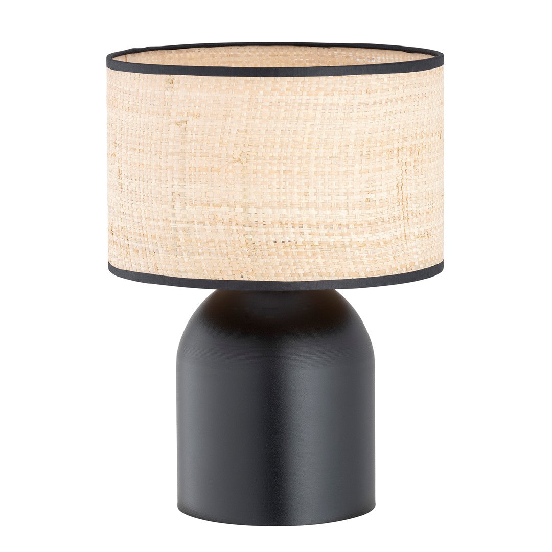Elira black rattan steel table lamp