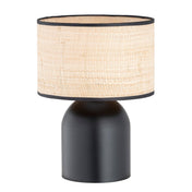 Elira black rattan steel table lamp