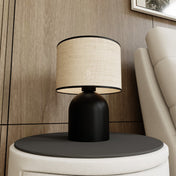 Elira black rattan steel table lamp